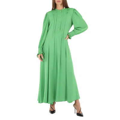 Chloé Chloe Ladies Vibrant Green Pintucked Crepe Long Dress