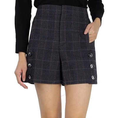 Chloé Chloe Ladies Virgin Wool High-waist Plaid Shorts In Blue