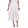 CHLOÉ CHLOE LADIES WHITE BRODERIE ANGLAISE FLARED EMBROIDERED MIDI SKIRT