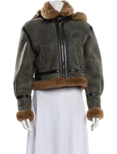 Pre-owned Chloé Lamb Leather Biker Jacket In Green