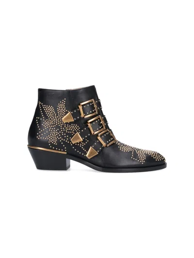 Chloé Lamb Leather Chelsea Boots With Rubber Sole In Black