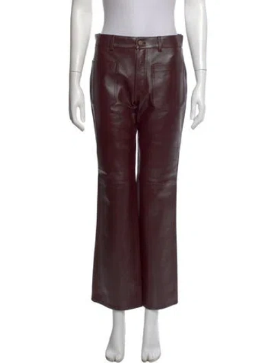 Pre-owned Chloé Lamb Leather Flared Pants W/ Tags In Burgundy