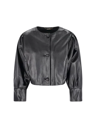 Chloé Lamb Leather Jacket In Black