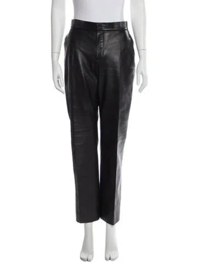 Pre-owned Chloé Lamb Leather Straight Leg Pants In Black