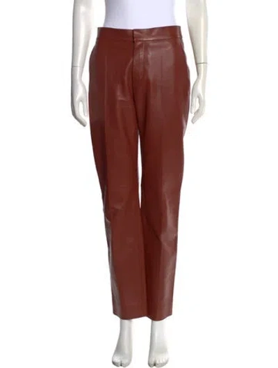 Pre-owned Chloé Lamb Leather Wide Leg Pants In Brown