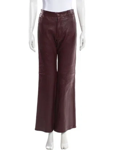 Pre-owned Chloé Lamb Leather Wide Leg Pants W/ Tags In Burgundy