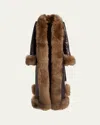 Chloé Lamb Shearling-trim Shiny Leather Long Coat In Black