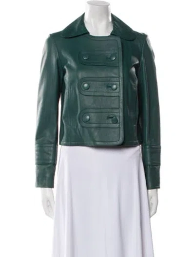 Pre-owned Chloé Lambskin Biker Jacket In Green