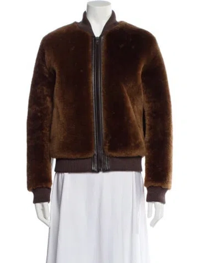 Pre-owned Chloé Lambskin Faux Fur Jacket In Brown