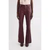 Chloé Lambskin Leather Flare Leg Trousers In Brown