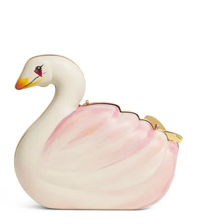 Chloé Lambskin Swan Clutch Bag In Pink