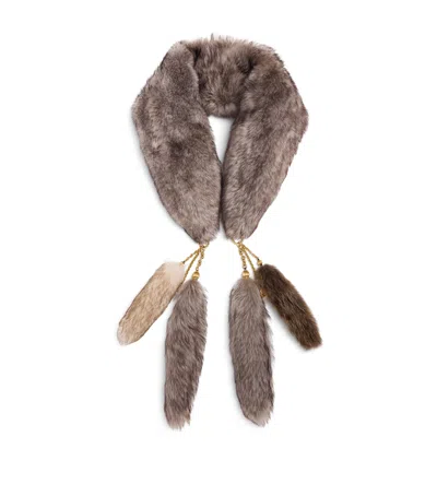 Chloé Lambskin Treasure Tails Scarf In Brown