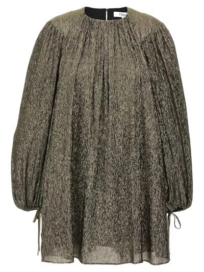 Chloé Lamé Dress In Gray