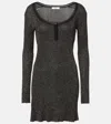 Chloé Robe Courte Ajustée En Lurex Côtelé Femme Noir Taille L 83% Viscose, 17% Polyester Métallisé, Pincta In Black Gold