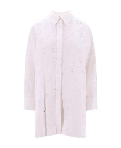 Chloé Lapel Long-sleeved Dress In White