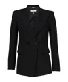Chloé Double Breasted Virgin Wool Grain De Poudre Blazer In Black