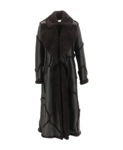 Chloé Lapel Splicing Design Coat In Black