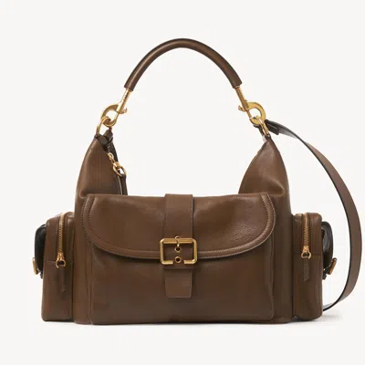 Chloé Large Camera Bag In Shiny Leather Beige Size Onesize 100% Bubalus Bubalis, Farmed, Coo Italy