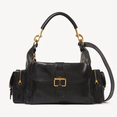 Chloé Large Camera Bag In Shiny Leather Black Size Onesize 100% Bubalus Bubalis, Farmed, Coo Italy