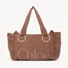 Chloé Large  Plage Tote Bag In Cotton Pink Size Onesize 100% Cotton, Calf-skin Leather