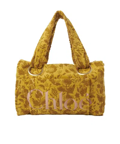 Chloé Large  Plage Tote Bag In Jacquard Terry