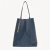 Chloé Large  Spin Tote Bag In Grained Leather Blue Size Onesize 100% Bovine Leather In Blue