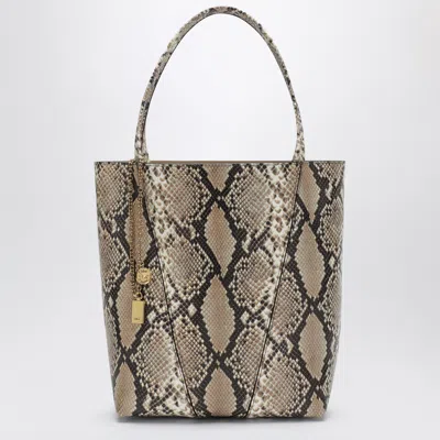 Chloé Large  Spin Tote Bag In Python-effect Leather In Beige