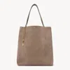 Chloé Large  Spin Tote Bag In Suede Leather Grey Size Onesize 100% Calf-skin Leather