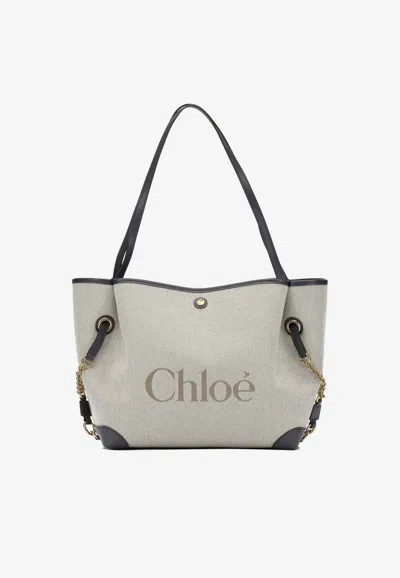 Chloé Large Clover Canvas And Leather Tote Bag In Sand