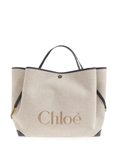Chloé Large Clover Tote Bag In Purple