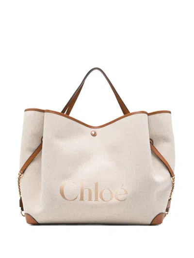 Chloé Large Clover Tote Bag In Red
