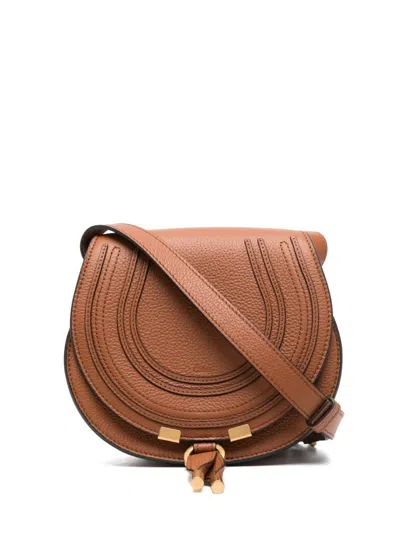 Chloé Chloè Large Compartment Leather Bag With Adjustable Shoulder Strap In Brown