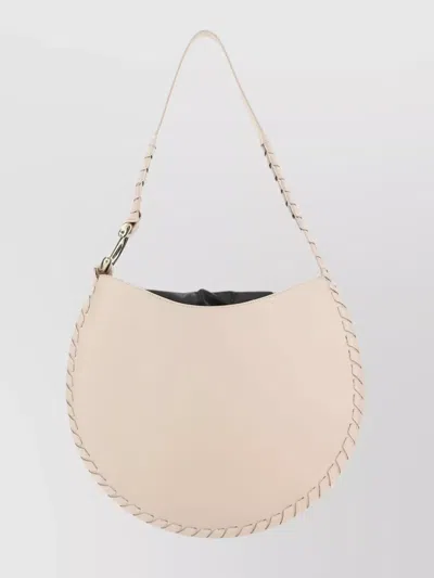 Chloé Large Curved Leather Shoulder Bag In Cream