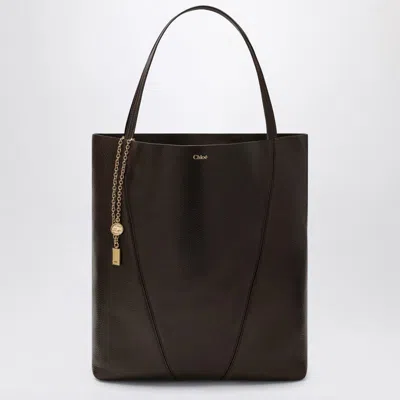 CHLOÉ CHLOÉ  LARGE DARK BROWN  SPIN TOTE BAG