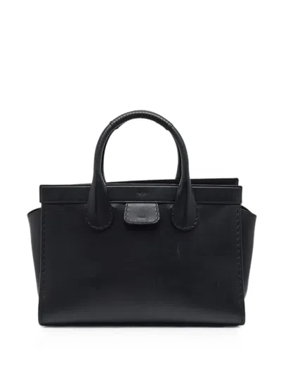 Pre-owned Chloé Large Edith Leather Tote Bag In Black
