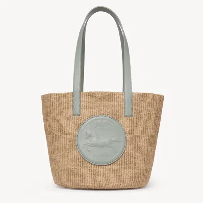 Chloé Large Horse Medal Basket In Natural Fibers Green Size Onesize 100% Paper