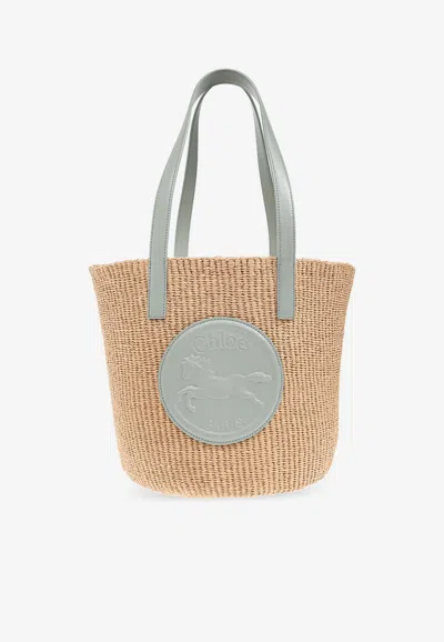 Chloé Large Horse Medal Tote Bag In Sand