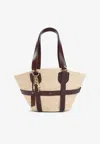 Chloé Kerala Large Basket Tote Bag In Fabric And Leather In Beige