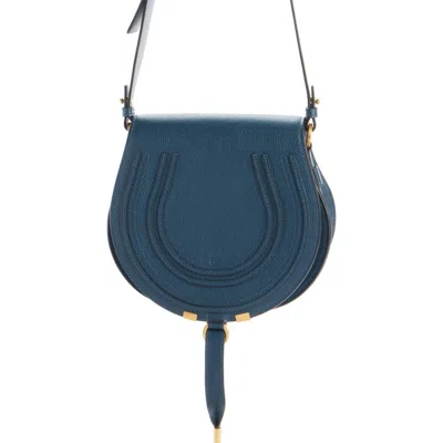 Chloé Large Marcie Leather Crossbody Bag In Blue
