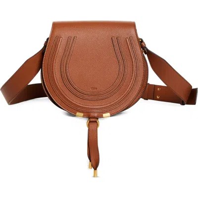 Chloé Large Marcie Leather Crossbody Bag In Tan