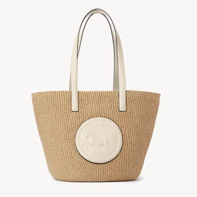 Chloé Horse Medal Circular Emblem Shoulder Bag In Neutrals