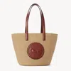 Chloé Large Panier Horse Medal En Fibres Naturelles Femme Brun Taille Onesize 100% Papier, Cuir De Veau In Brown