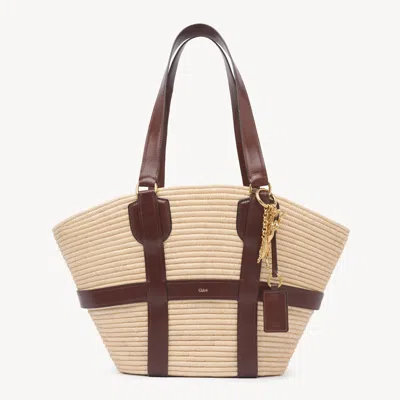 CHLOÉ LARGE PANIER KERALA 25 EN RAPHIA FEMME NOIR TAILLE ONESIZE 100% CELLULOSE, CUIR DE VEAU