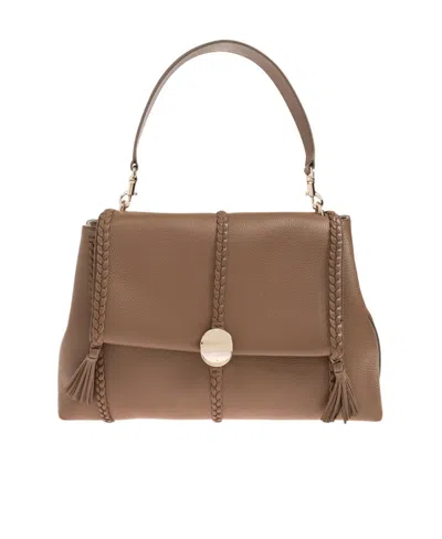 Chloé Large Penelope Leather Shoulder Bag In Brown