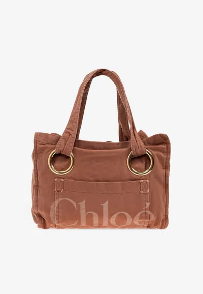 Chloé Large Plage Logo Tote Bag In Brown