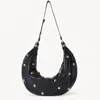 Chloé Large Sac Hobo Bracelet Bag En Cuir Grainé À Clous Femme Bleu Taille Onesize 100% Cuir De Veau In Blue