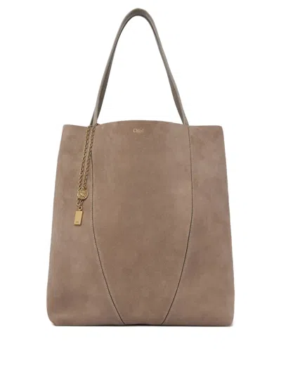 Chloé Large Spin Chain-embellished Tote Bag In Brown