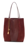 Chloé Large Spin Leather & Suede Tote In Brown