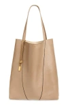 Chloé Large Spin Leather Tote In Brown
