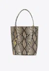 Chloé Large Spin Python Print Leather Tote Bag In Sand